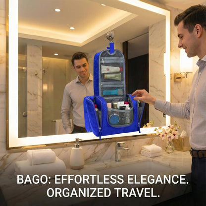 Bago Travel Toiletry Bag for Women and Men - Large Waterproof Hanging Large Toiletry Bag for Bathroom and Travel Bag for Toiletries Organizer -Makeup Bag (Blue)