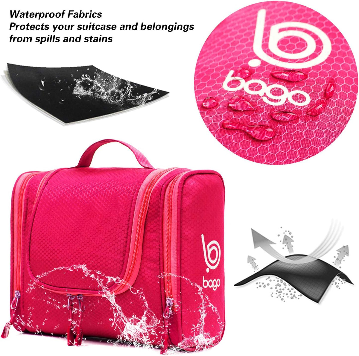 Bago Travel Toiletry Bag for Women and Men - Large Waterproof Hanging Large Toiletry Bag for Bathroom and Travel Bag for Toiletries Organizer -Makeup Bag (Blue)