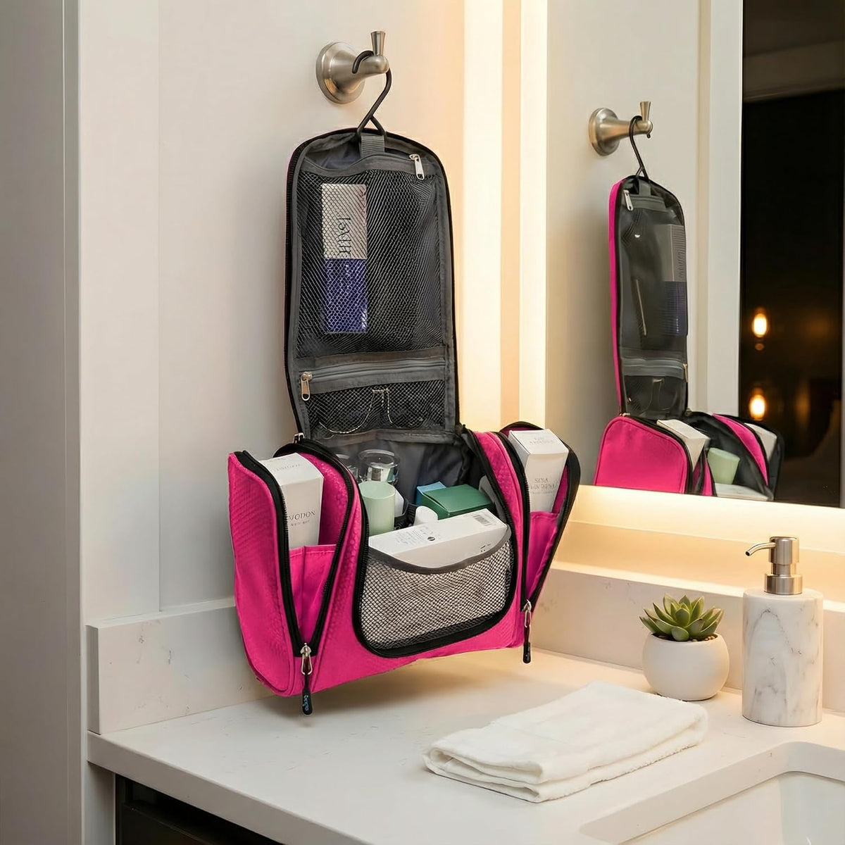 Bago Travel Toiletry Bag for Women and Men - Large Waterproof Hanging Large Toiletry Bag for Bathroom and Travel Bag for Toiletries Organizer -Makeup Bag (Blue)