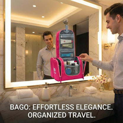 Bago Travel Toiletry Bag for Women and Men - Large Waterproof Hanging Large Toiletry Bag for Bathroom and Travel Bag for Toiletries Organizer -Makeup Bag (Blue)