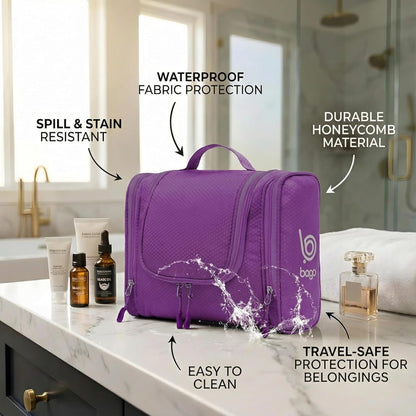 Bago Travel Toiletry Bag for Women and Men - Large Waterproof Hanging Large Toiletry Bag for Bathroom and Travel Bag for Toiletries Organizer -Makeup Bag (Blue)