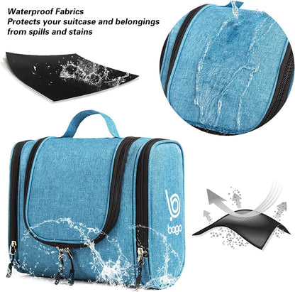 Bago Travel Toiletry Bag for Women and Men - Large Waterproof Hanging Large Toiletry Bag for Bathroom and Travel Bag for Toiletries Organizer -Makeup Bag (Blue)