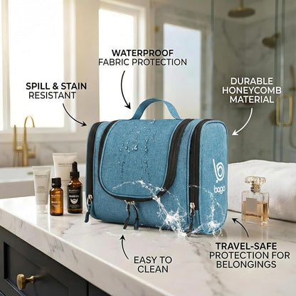 Bago Travel Toiletry Bag for Women and Men - Large Waterproof Hanging Large Toiletry Bag for Bathroom and Travel Bag for Toiletries Organizer -Makeup Bag (Blue)