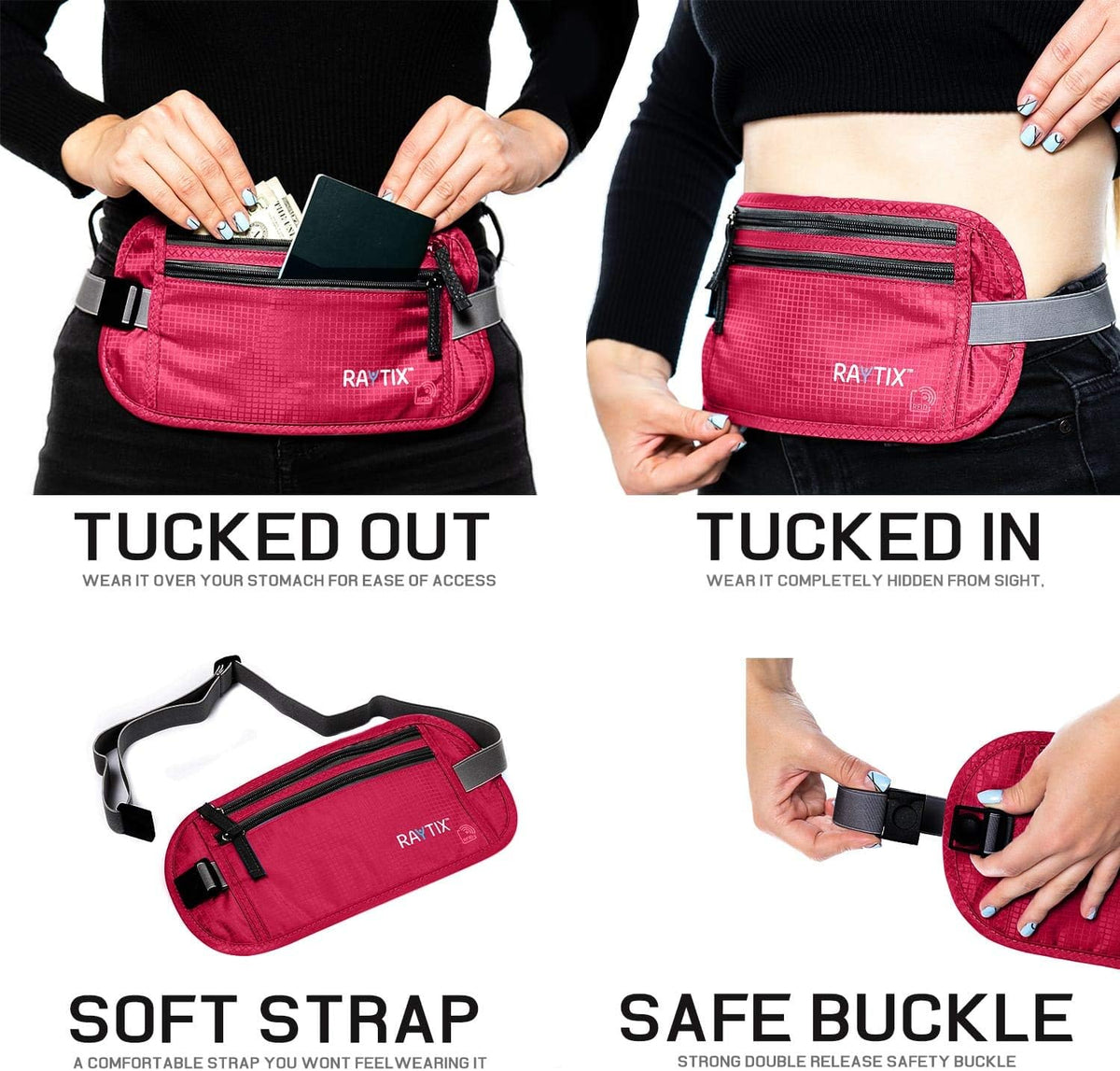 Money Belt For Travel Wallet Belt Passport Holder Travel Pouch to Protect You With RFID Transmissions –Secure, Hidden
