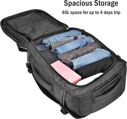 Laptop Backpack Carry-on, 40L Travel Backpacks, Lightweight Business Rucksack,TSA Friendly Airline Flight Approved Weekender Bag Daypack, Larger Durable Backpack Fits 17.3 Inch Laptop
