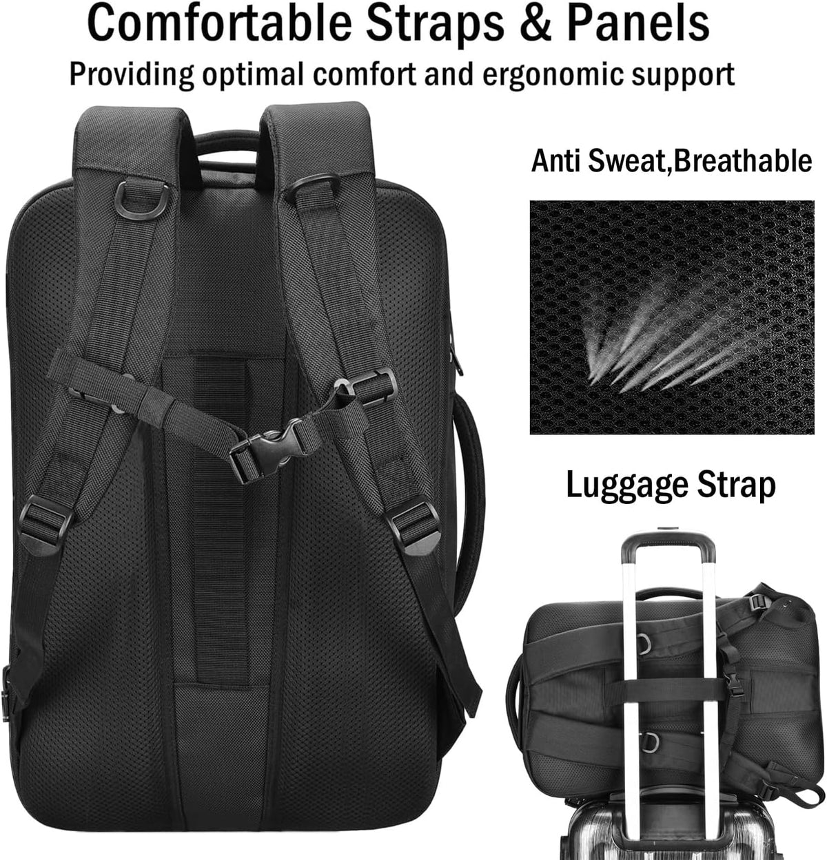 Laptop Backpack Carry-on, 40L Travel Backpacks, Lightweight Business Rucksack,TSA Friendly Airline Flight Approved Weekender Bag Daypack, Larger Durable Backpack Fits 17.3 Inch Laptop