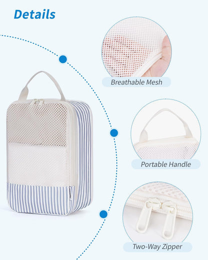 6 Set Compression Packing Cubes for Travel Women Men, Travel Cubes for Carry On Suitcase, Durable Compression Luggage Organizer Bags