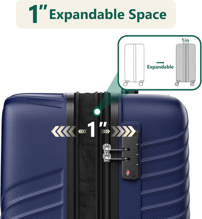 20 Inch Carry On Luggage - Expandable Hard Shell Suitcases Lightweight Travel Suitcase with TSA Security Lock Portable and Waterproof ABS Hardside Luggages with 360°Spinner Wheels, Blue