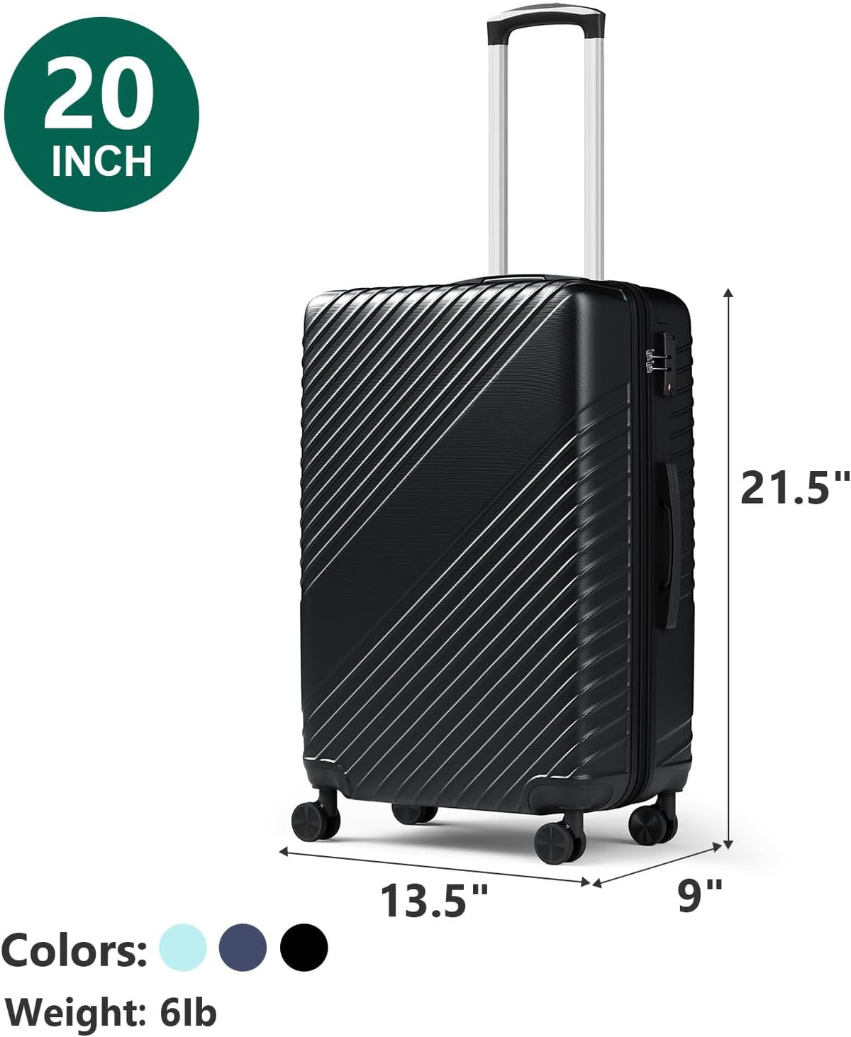 20 Inch Carry On Luggage - Expandable Hard Shell Suitcases Lightweight Travel Suitcase with TSA Security Lock Portable and Waterproof ABS Hardside Luggages with 360°Spinner Wheels, Blue