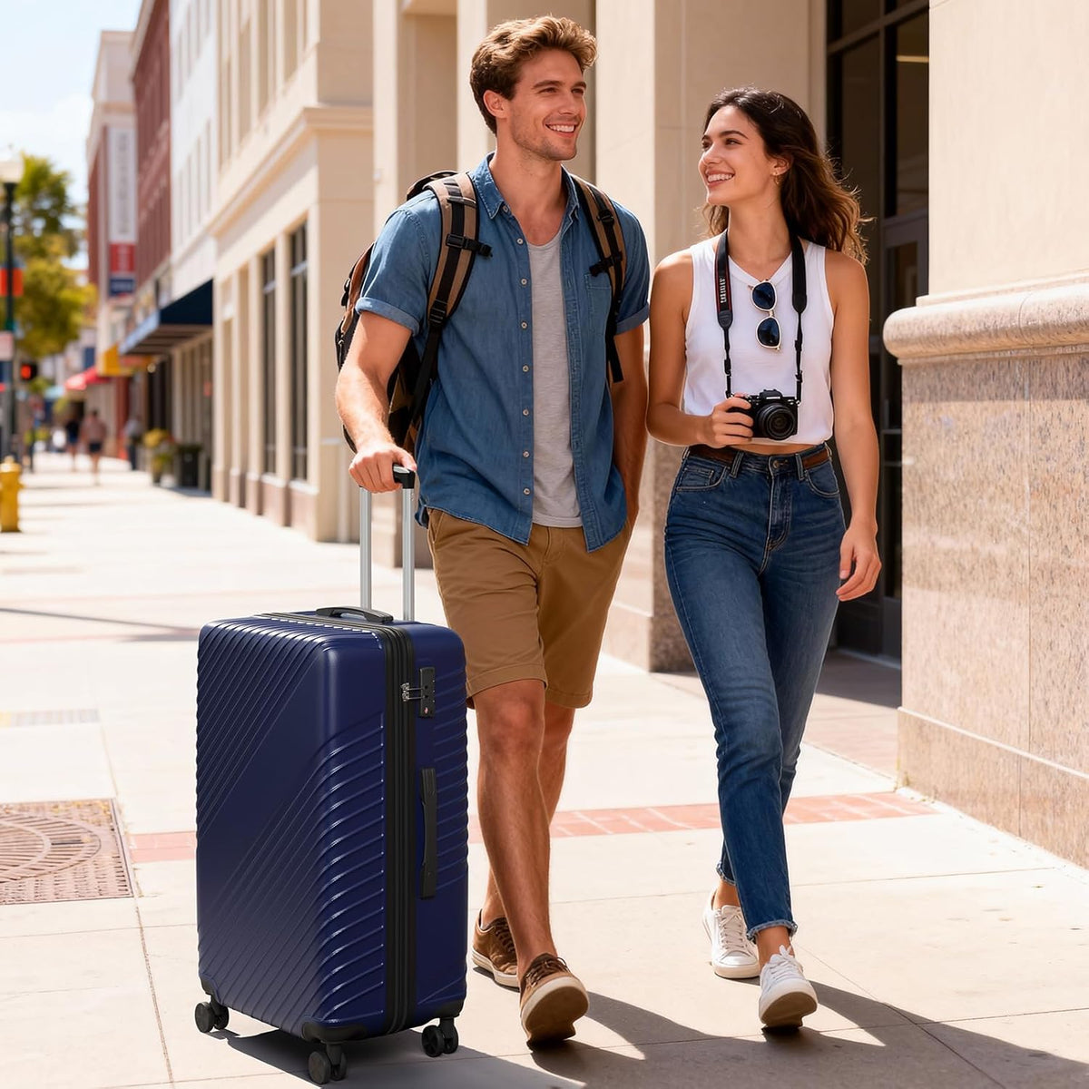 20 Inch Carry On Luggage - Expandable Hard Shell Suitcases Lightweight Travel Suitcase with TSA Security Lock Portable and Waterproof ABS Hardside Luggages with 360°Spinner Wheels, Blue