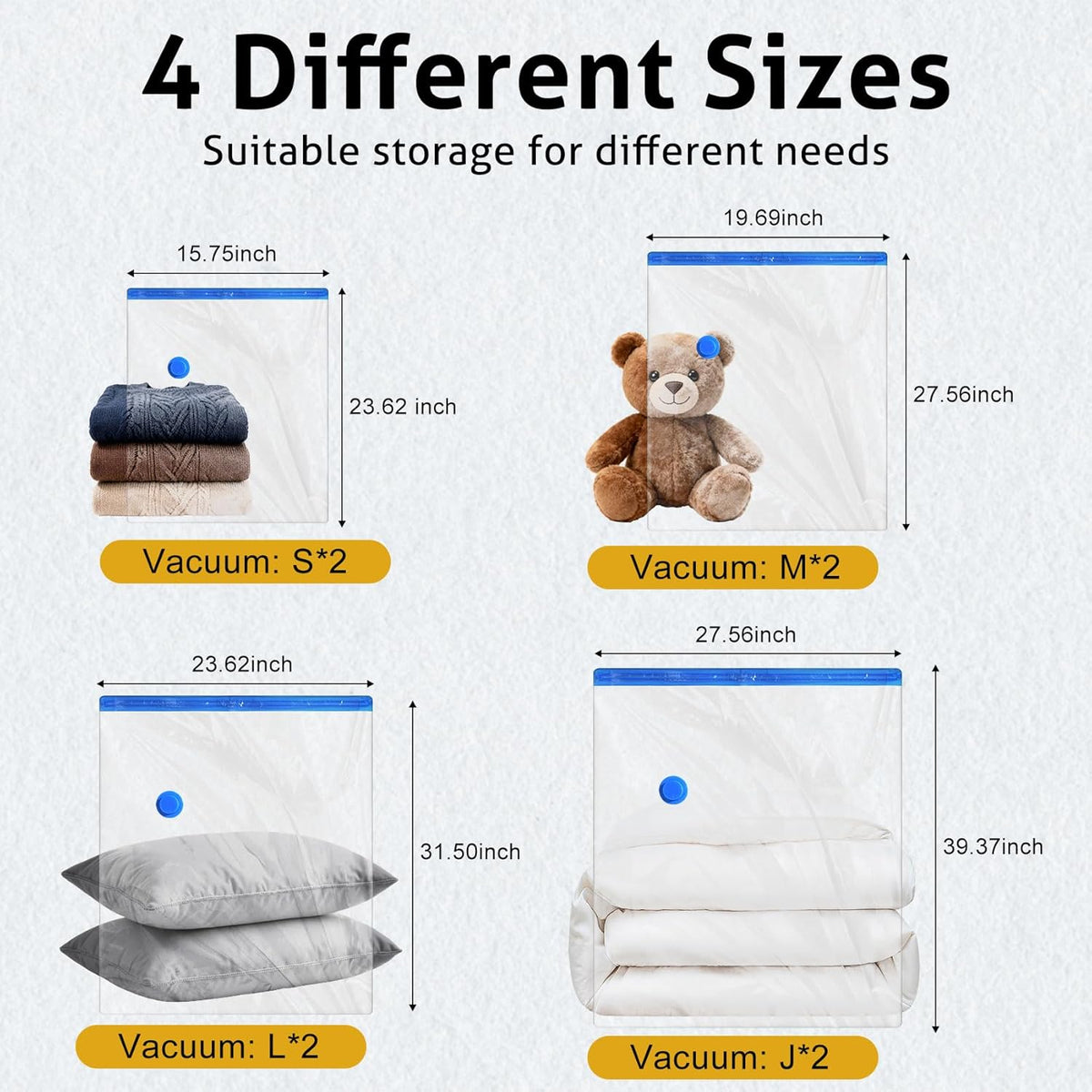 8 Pack Travel Vacuum Storage Bags 4 Size(24/28/32/40 Inch) with Pump | Portable, Vacuum Seal Bags for Clothing Travel, Space Saver, Luggage Suitcases Clothes Blanket Bedding, Storage Organizer