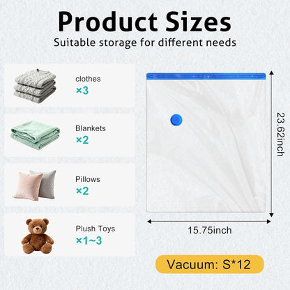 8 Pack Travel Vacuum Storage Bags 4 Size(24/28/32/40 Inch) with Pump | Portable, Vacuum Seal Bags for Clothing Travel, Space Saver, Luggage Suitcases Clothes Blanket Bedding, Storage Organizer