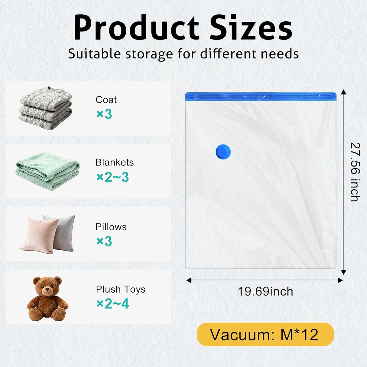 8 Pack Travel Vacuum Storage Bags 4 Size(24/28/32/40 Inch) with Pump | Portable, Vacuum Seal Bags for Clothing Travel, Space Saver, Luggage Suitcases Clothes Blanket Bedding, Storage Organizer