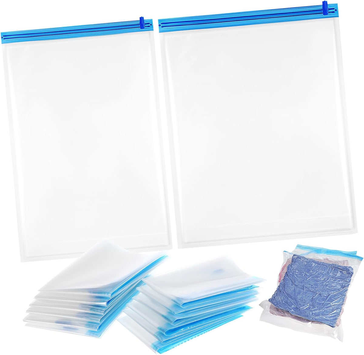 12pcs up Compression Travel Bags Vacuum Storage Organizers for Clothes Space-saving Packing for Home and Travel Hand-rolled Vacuum Bags