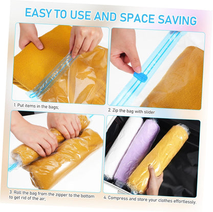 12pcs up Compression Travel Bags Vacuum Storage Organizers for Clothes Space-saving Packing for Home and Travel Hand-rolled Vacuum Bags