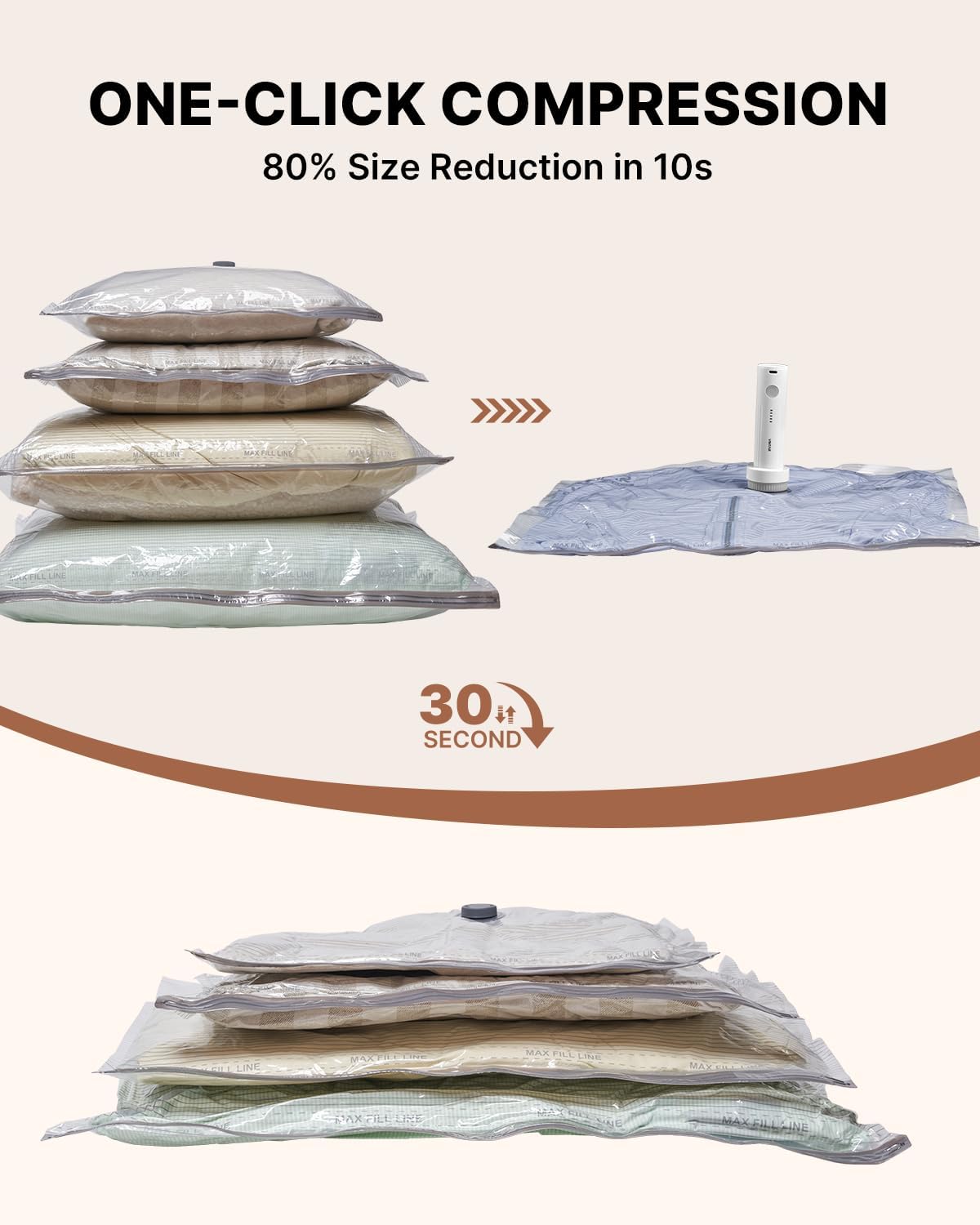 Vacuum Seal Bags for Clothing Travel, 16 Pack Vacuum Storage Bags with Rechargeable Wireless Pump, Space Saver Bags(4 Jumbo+4 Large+4 Medium+4 Small) for Travel Luggage, Suitcase Storage