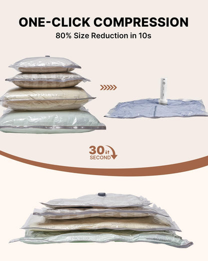 Vacuum Seal Bags for Clothing Travel, 16 Pack Vacuum Storage Bags with Rechargeable Wireless Pump, Space Saver Bags(4 Jumbo+4 Large+4 Medium+4 Small) for Travel Luggage, Suitcase Storage