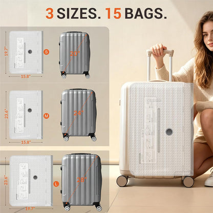 15 Pack Vacuum Storage Bags with Electric Pump for Travel Luggage Clothes | Travel compression space saver vacuum seal bags for closet storage, portable electric pump included for suitcase packing