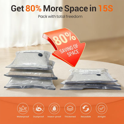 15 Pack Vacuum Storage Bags with Electric Pump for Travel Luggage Clothes | Travel compression space saver vacuum seal bags for closet storage, portable electric pump included for suitcase packing