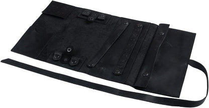 Jewelry Leather Organizer. Mothers Day Leather Organizer. Jewelry Roll. Jewelry Holder. Travel Jewelry Case. Birthday, ChristmasGift. (Black)
