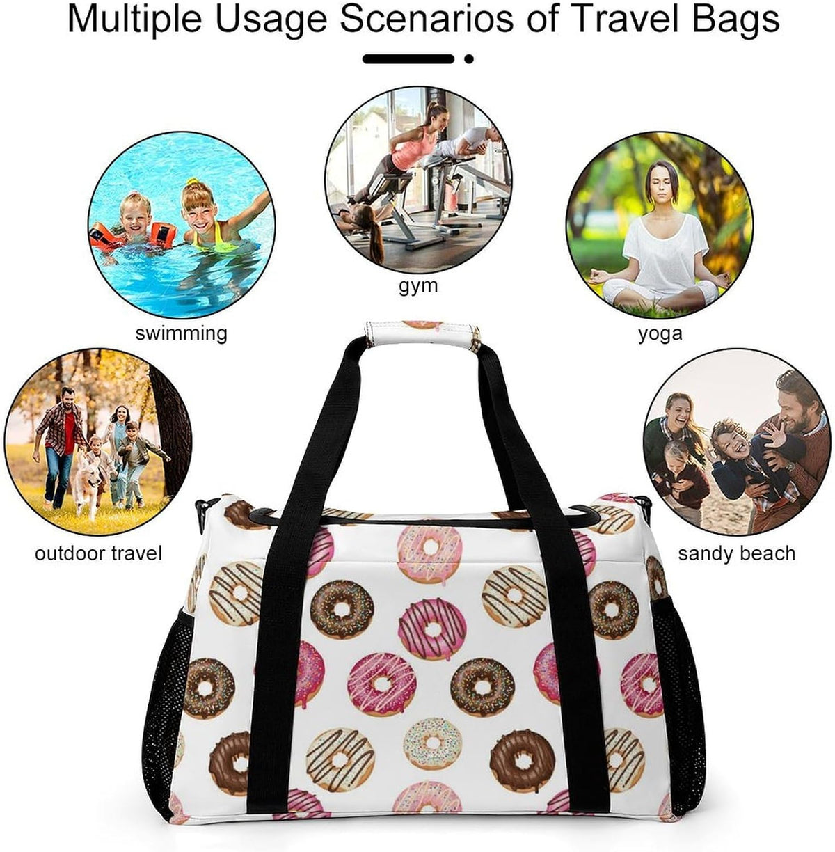 Gym Duffel Bag Sports Bag for Travel Weekender Overnight Trip Functional Design Workout