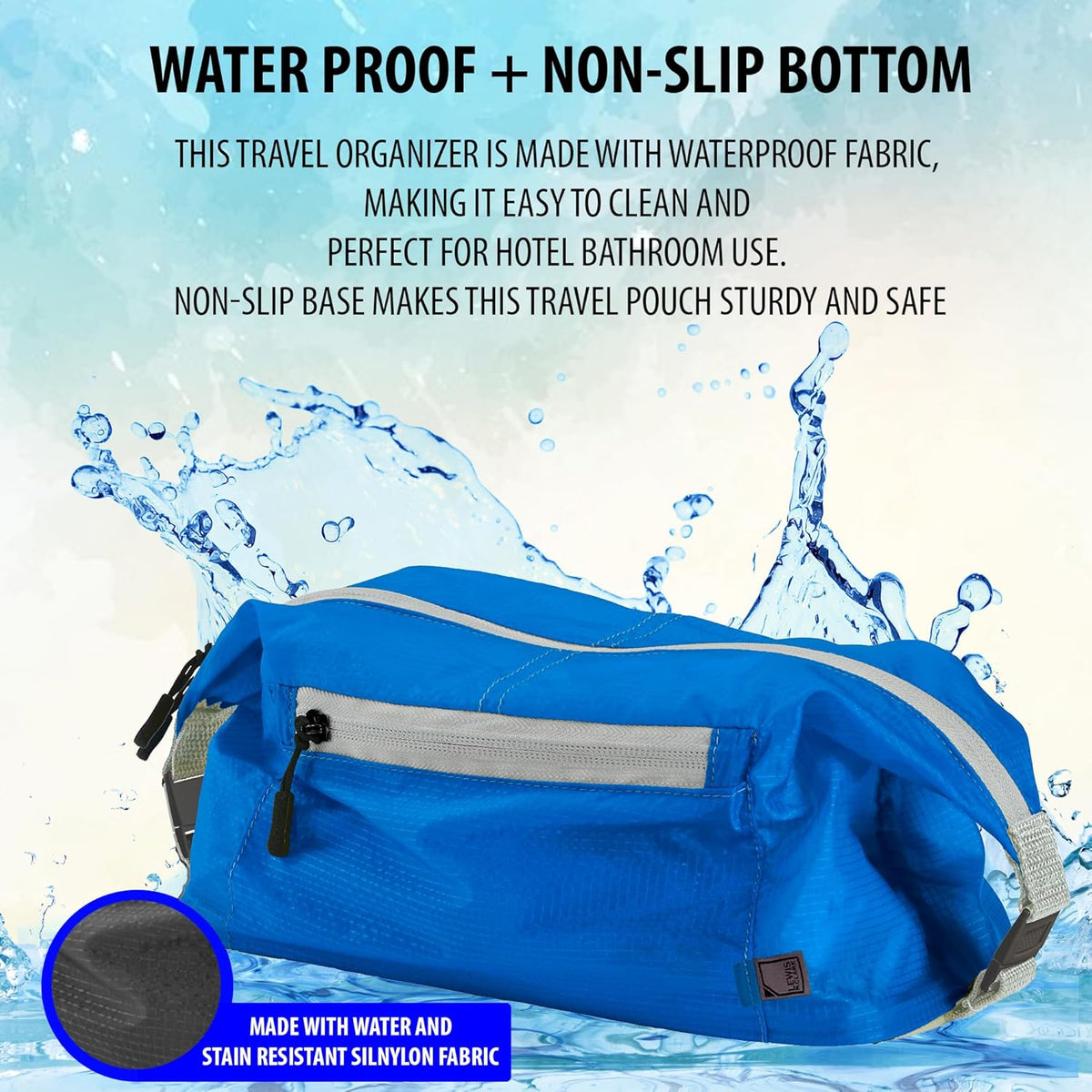 Electrolight Toiletry Kit for Travel, Gym, Bathroom, TSA Approved Waterproof Toiletry Bag with Hanging Straps and Non-Slip Bottom