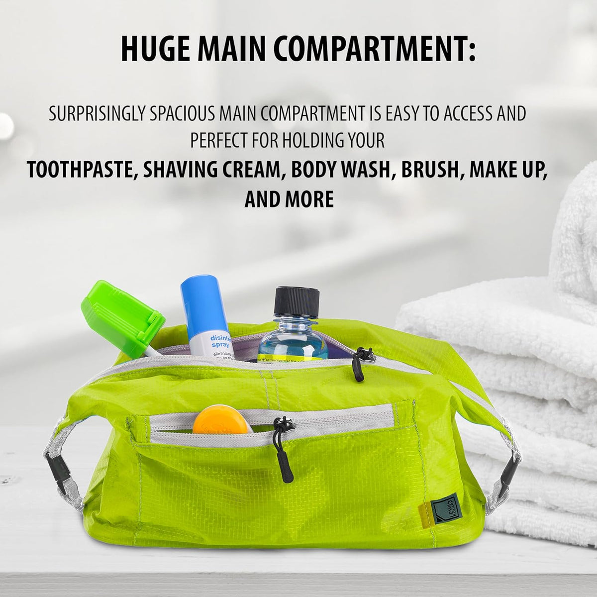 Electrolight Toiletry Kit for Travel, Gym, Bathroom, TSA Approved Waterproof Toiletry Bag with Hanging Straps and Non-Slip Bottom