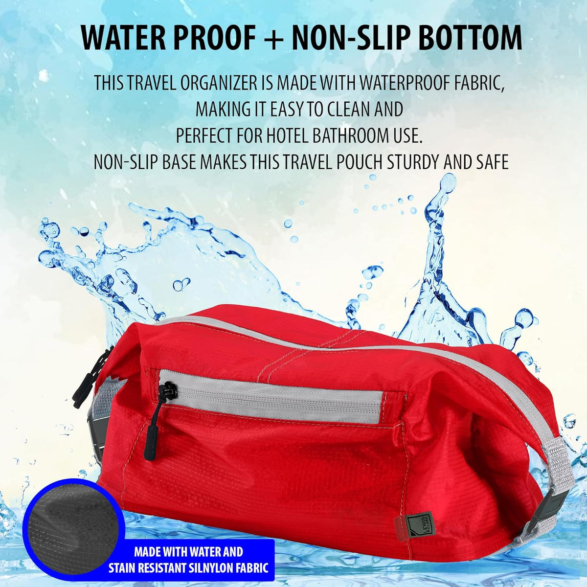 Electrolight Toiletry Kit for Travel, Gym, Bathroom, TSA Approved Waterproof Toiletry Bag with Hanging Straps and Non-Slip Bottom