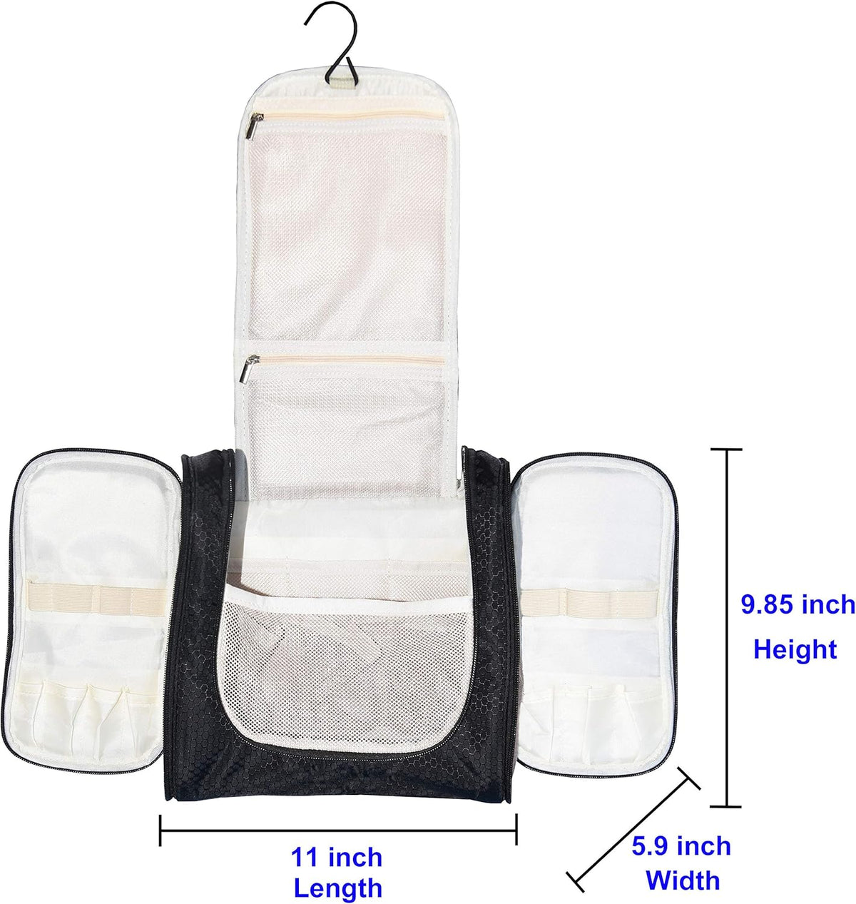Extra Large Hanging Toiletry Bag for Men and Women - Water-Resistant Nylon Travel Bathroom Organizer for Cosmetics, Makeup, and Toiletries