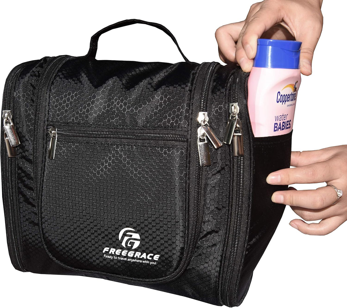Extra Large Hanging Toiletry Bag for Men and Women - Water-Resistant Nylon Travel Bathroom Organizer for Cosmetics, Makeup, and Toiletries
