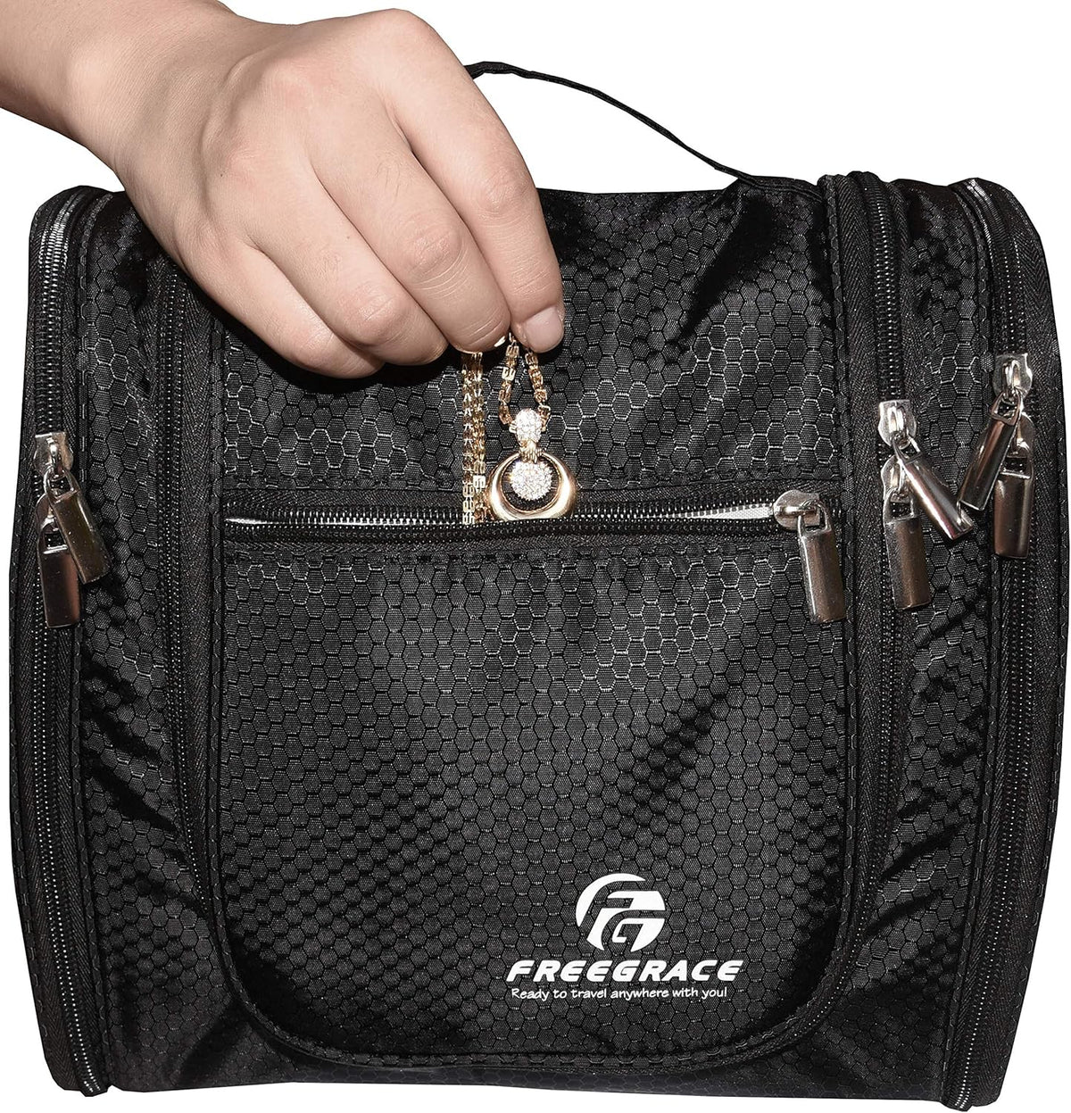 Extra Large Hanging Toiletry Bag for Men and Women - Water-Resistant Nylon Travel Bathroom Organizer for Cosmetics, Makeup, and Toiletries