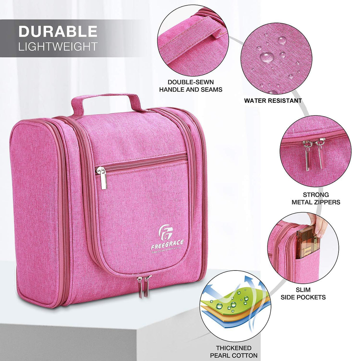 Extra Large Hanging Toiletry Bag for Men and Women - Water-Resistant Nylon Travel Bathroom Organizer for Cosmetics, Makeup, and Toiletries
