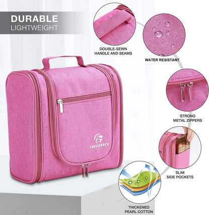 Extra Large Hanging Toiletry Bag for Men and Women - Water-Resistant Nylon Travel Bathroom Organizer for Cosmetics, Makeup, and Toiletries