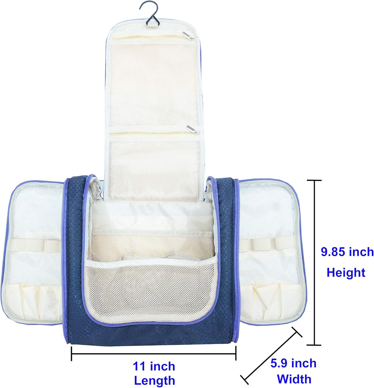 Extra Large Hanging Toiletry Bag for Men and Women - Water-Resistant Nylon Travel Bathroom Organizer for Cosmetics, Makeup, and Toiletries