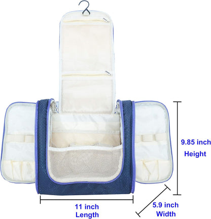 Extra Large Hanging Toiletry Bag for Men and Women - Water-Resistant Nylon Travel Bathroom Organizer for Cosmetics, Makeup, and Toiletries