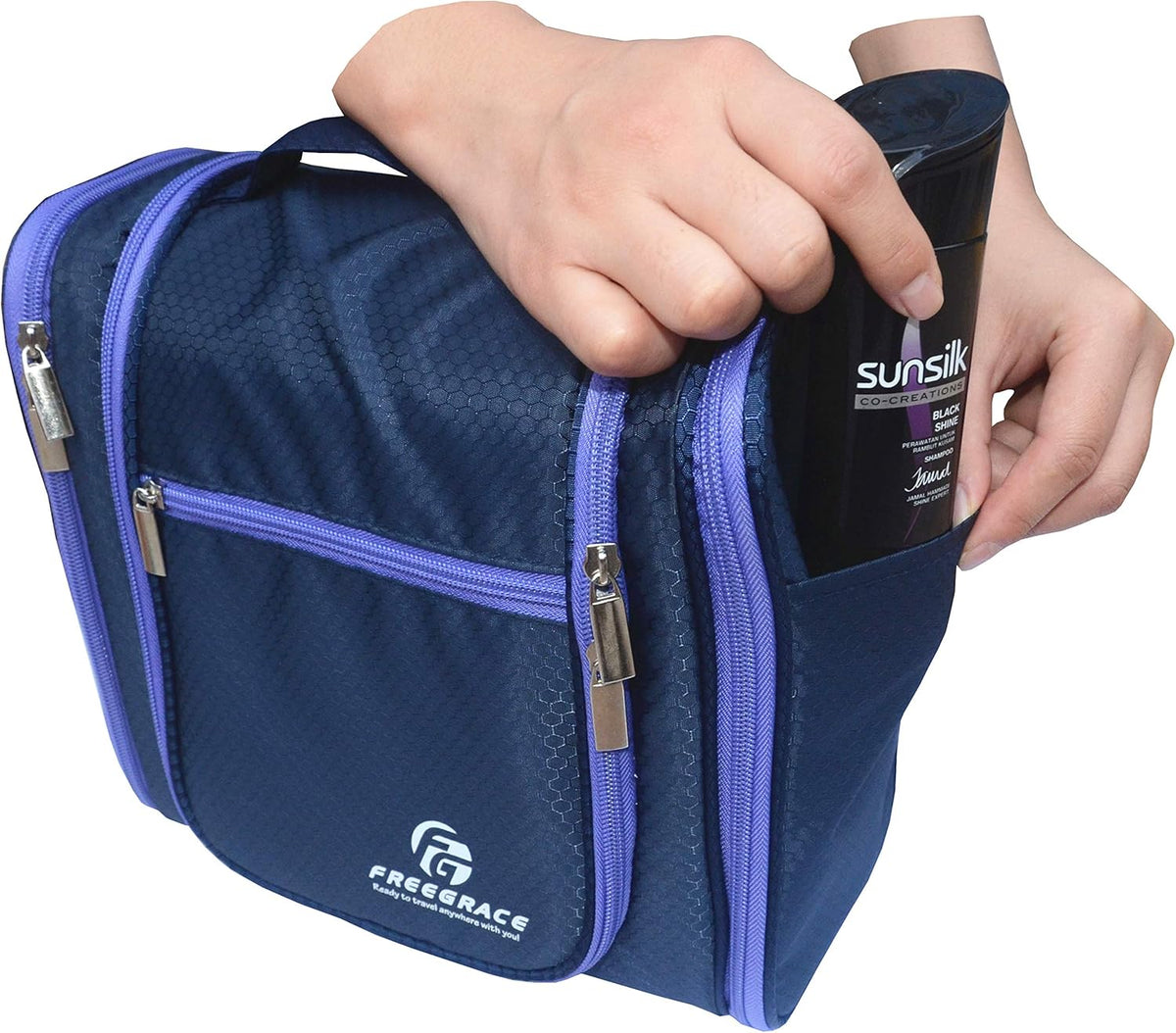 Extra Large Hanging Toiletry Bag for Men and Women - Water-Resistant Nylon Travel Bathroom Organizer for Cosmetics, Makeup, and Toiletries