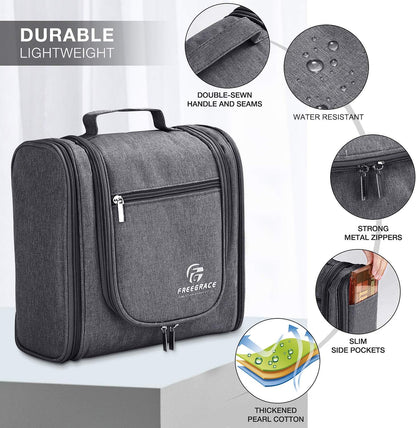 Extra Large Hanging Toiletry Bag for Men and Women - Water-Resistant Nylon Travel Bathroom Organizer for Cosmetics, Makeup, and Toiletries
