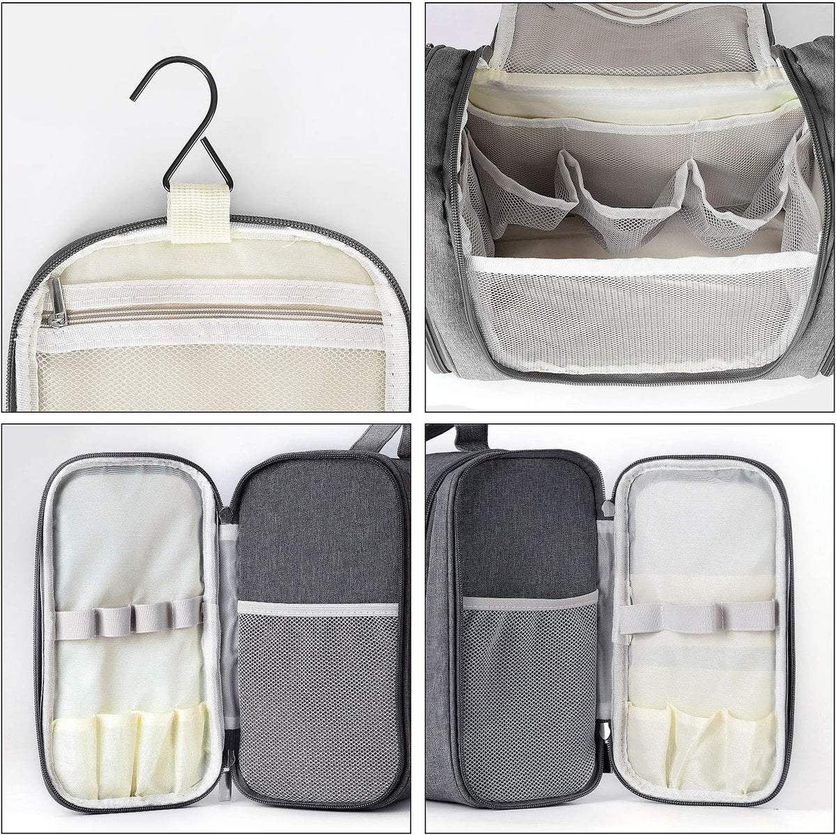 Extra Large Hanging Toiletry Bag for Men and Women - Water-Resistant Nylon Travel Bathroom Organizer for Cosmetics, Makeup, and Toiletries