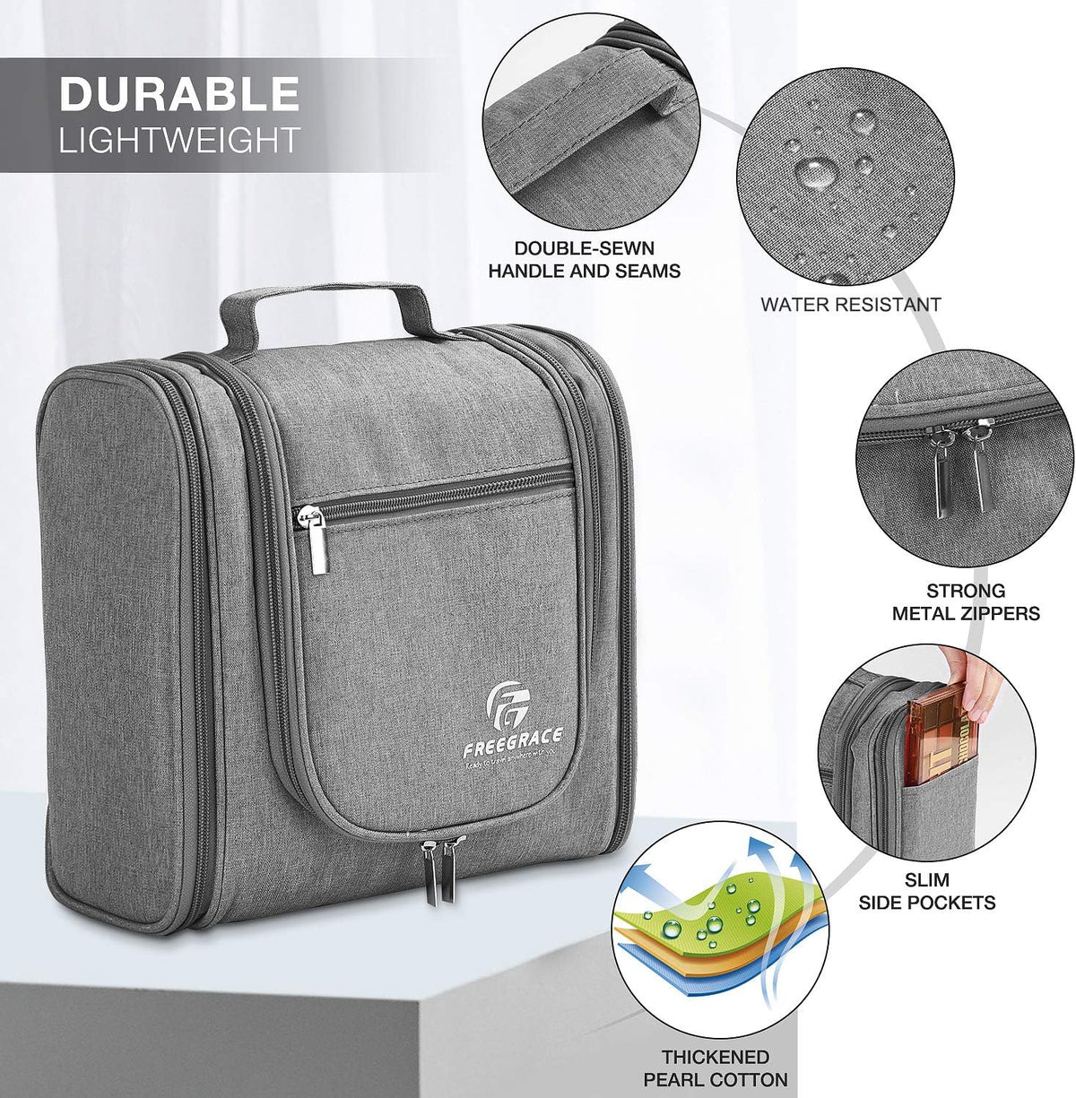 Extra Large Hanging Toiletry Bag for Men and Women - Water-Resistant Nylon Travel Bathroom Organizer for Cosmetics, Makeup, and Toiletries