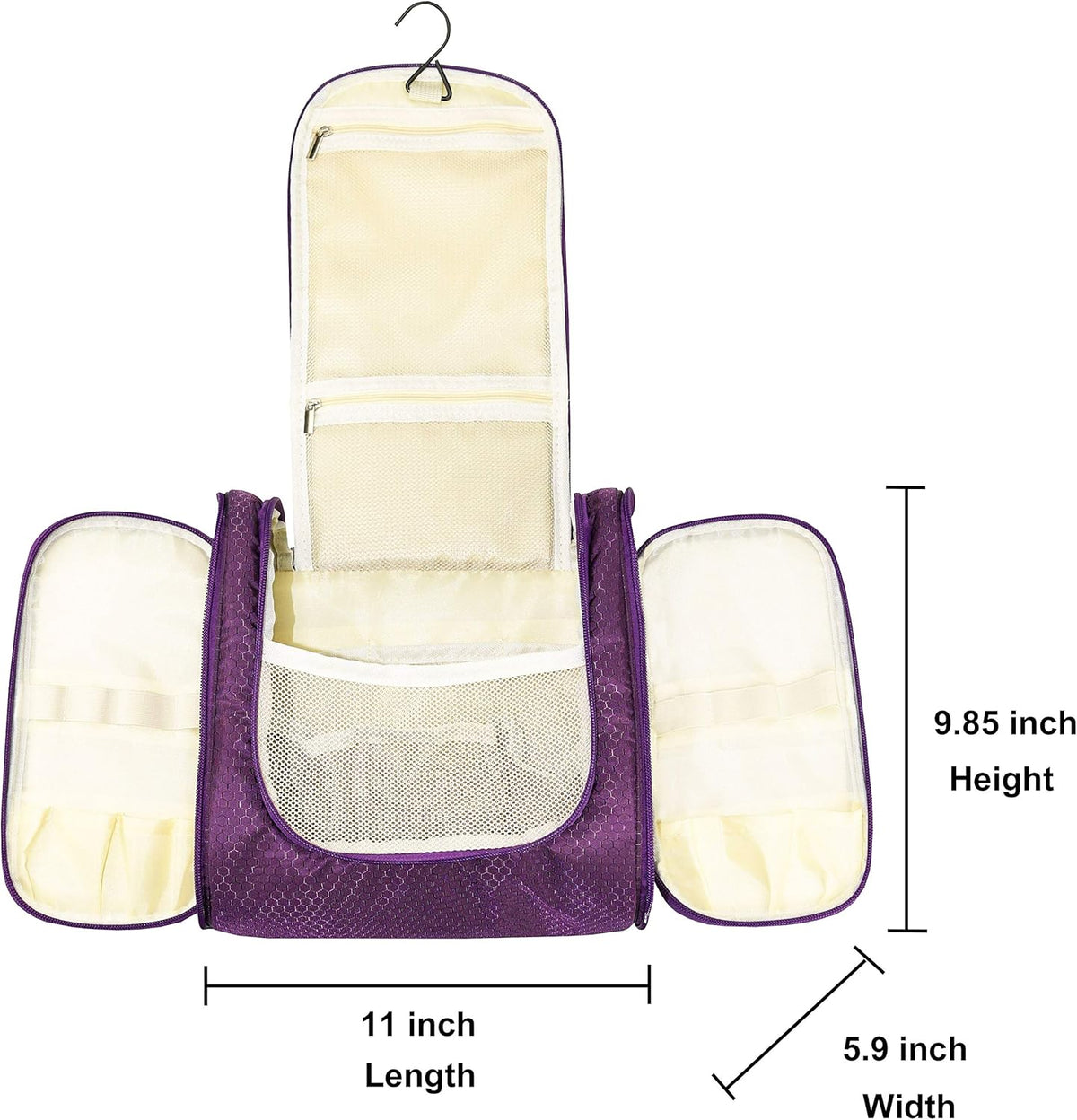 Extra Large Hanging Toiletry Bag for Men and Women - Water-Resistant Nylon Travel Bathroom Organizer for Cosmetics, Makeup, and Toiletries