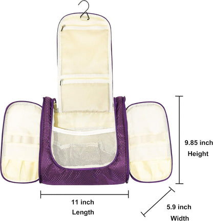 Extra Large Hanging Toiletry Bag for Men and Women - Water-Resistant Nylon Travel Bathroom Organizer for Cosmetics, Makeup, and Toiletries
