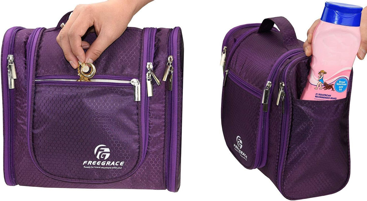 Extra Large Hanging Toiletry Bag for Men and Women - Water-Resistant Nylon Travel Bathroom Organizer for Cosmetics, Makeup, and Toiletries
