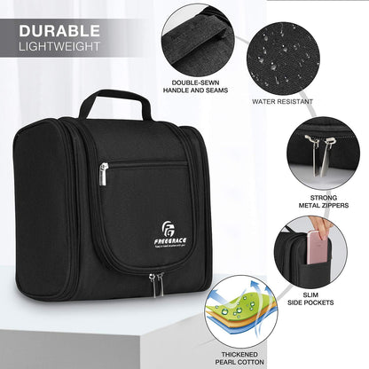 Extra Large Hanging Toiletry Bag for Men and Women - Water-Resistant Nylon Travel Bathroom Organizer for Cosmetics, Makeup, and Toiletries