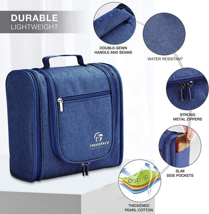 Extra Large Hanging Toiletry Bag for Men and Women - Water-Resistant Nylon Travel Bathroom Organizer for Cosmetics, Makeup, and Toiletries