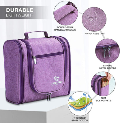 Extra Large Hanging Toiletry Bag for Men and Women - Water-Resistant Nylon Travel Bathroom Organizer for Cosmetics, Makeup, and Toiletries