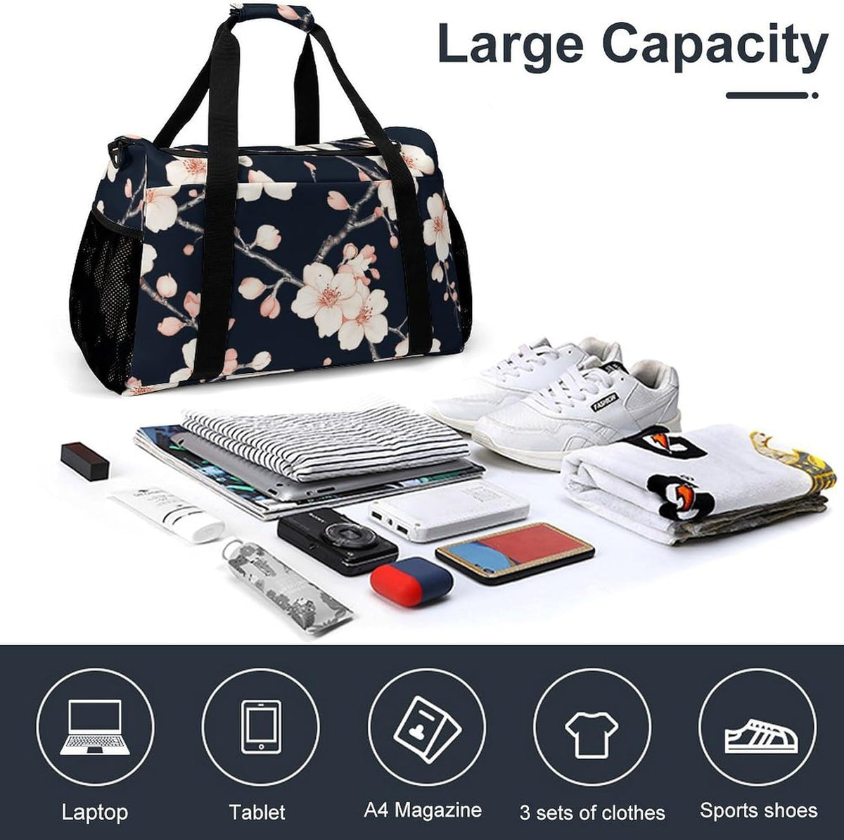 Weekender Overnight Bag Duffel for Travel Gym Sports Large Main Compartment Carry Handles