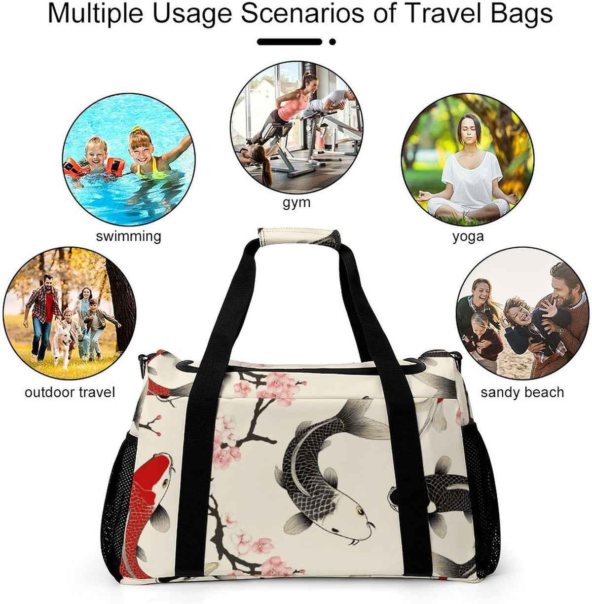 Weekender Overnight Bag Duffel for Travel Gym Sports Large Main Compartment Carry Handles