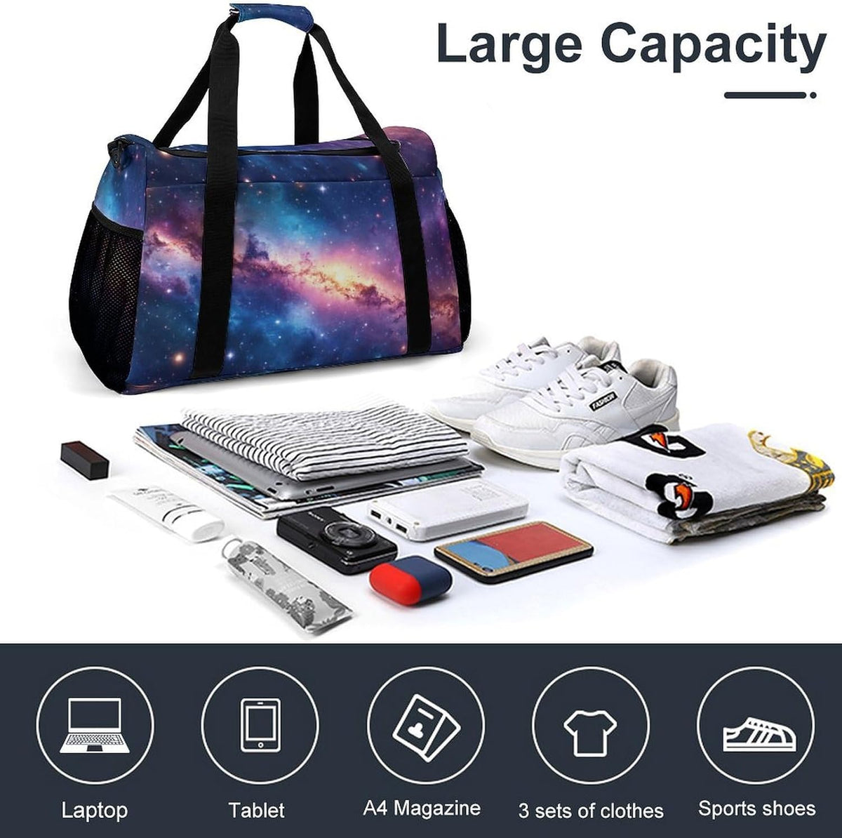 Weekender Overnight Bag Duffel for Travel Gym Sports Large Main Compartment Carry Handles