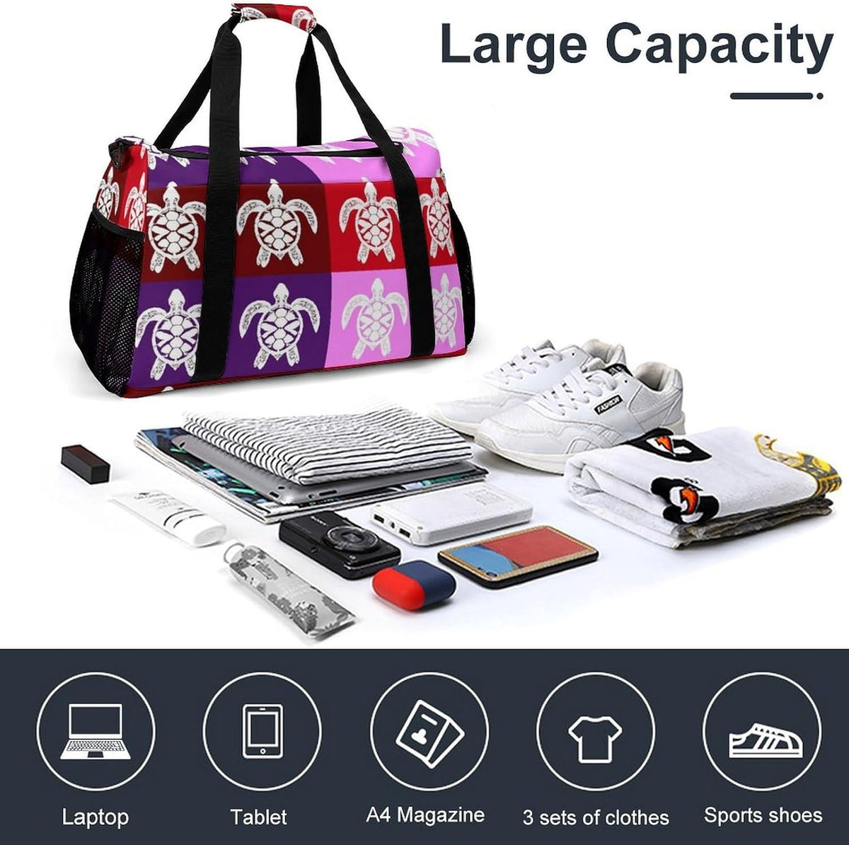 Weekender Overnight Bag Duffel for Travel Gym Sports Large Main Compartment Carry Handles