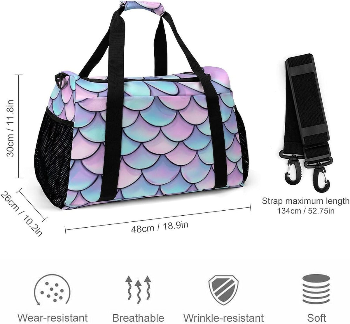 Weekender Overnight Bag Duffel for Travel Gym Sports Large Main Compartment Carry Handles